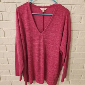 Terra & Sky Pink V-Neck Sweater